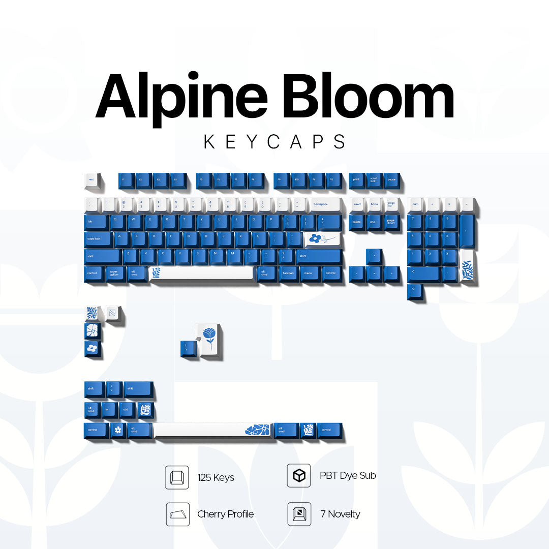 Noir Alpine Bloom Keycaps - PBT Dyesub Cherry