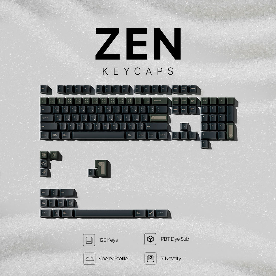 Noir Zen Garden Keycaps - PBT Dyesub Cherry