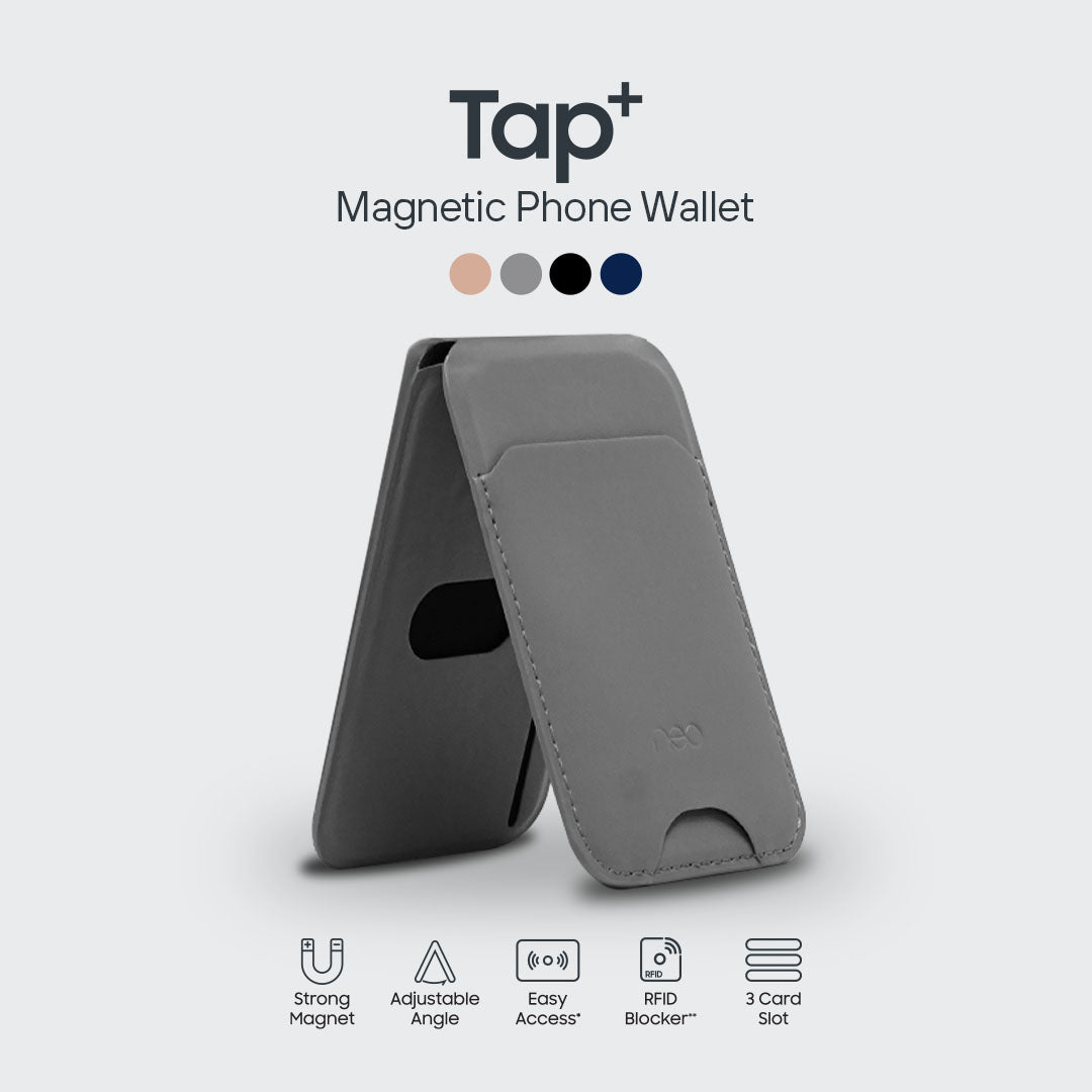 Neo Tap Plus - Magnetic Smartphone Leather Wallet Stand for iPhone/Android