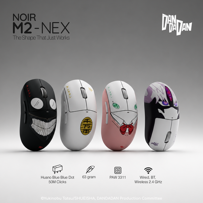 Noir M2-NEX DAN DA DAN Edition - Symmetric Wireless Lightweight Gaming Mouse PAW3311 Bluetooth 5.0