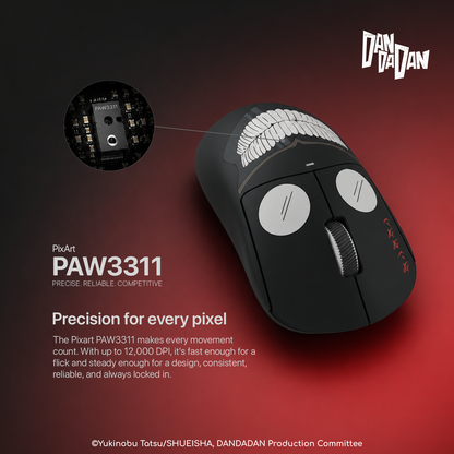 Noir M2-NEX DAN DA DAN Edition - Symmetric Wireless Lightweight Gaming Mouse PAW3311 Bluetooth 5.0