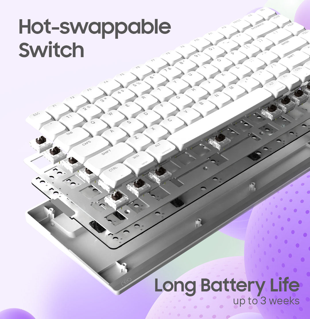Neo - Melo Keyboard Low Profile Wireless 75% Mechanical 84 Keys Hotswap