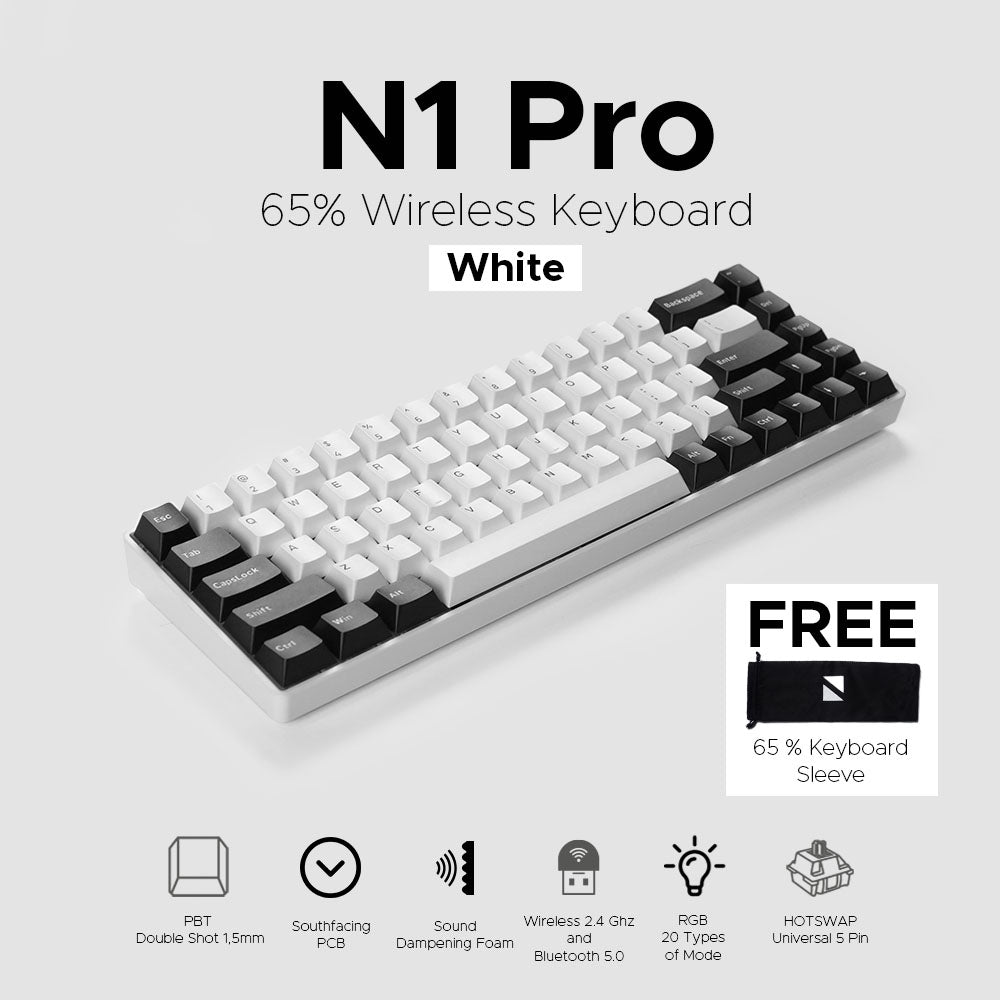 NOIR N1 Pro White - 65% Wireless Mechanical Keyboard