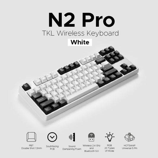 NOIR N2 Pro White - TKL Wireless Mechanical Keyboard