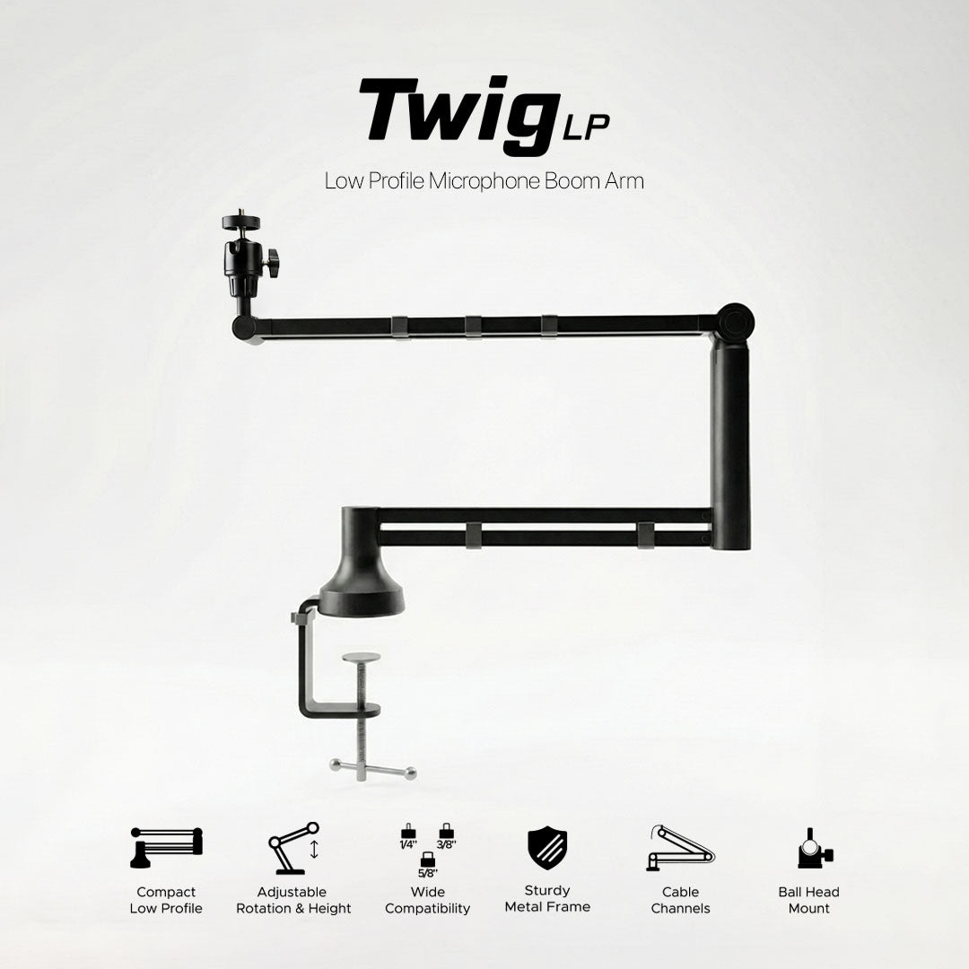Noir Twig LP – Low Profile Modular Microphone Boom Arm