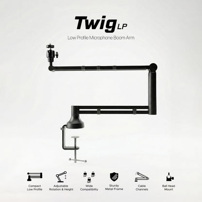 Noir Twig LP – Low Profile Modular Microphone Boom Arm