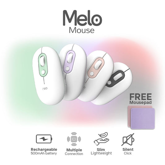 Neo Melo Mouse - Wireless Bluetooth Slim Silent Click USB-C Charging