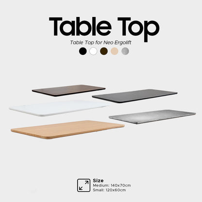 Neo Ergolift Table Top - Papan Meja MDF Finishing HPL - Putih, 120cm x 60cm &140 cm x 60cm [HANYA DAUN PAPAN MEJA TANPA KAKI]