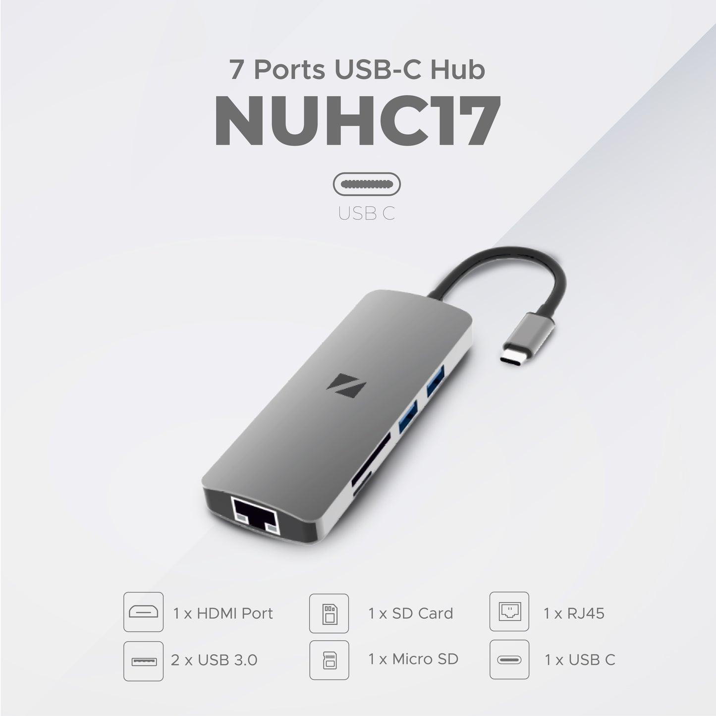 7 in 1 USB TYPE C HUB TO HDMI 4K USB 3.0 FAST CHARGING MACBOOK - NUHC17