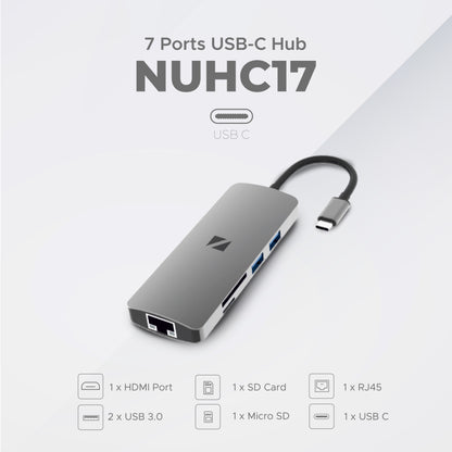 7 in 1 USB TYPE C HUB TO HDMI 4K USB 3.0 FAST CHARGING MACBOOK - NUHC17