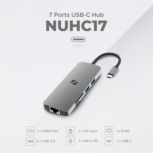 7 in 1 USB TYPE C HUB TO HDMI 4K USB 3.0 FAST CHARGING MACBOOK - NUHC17