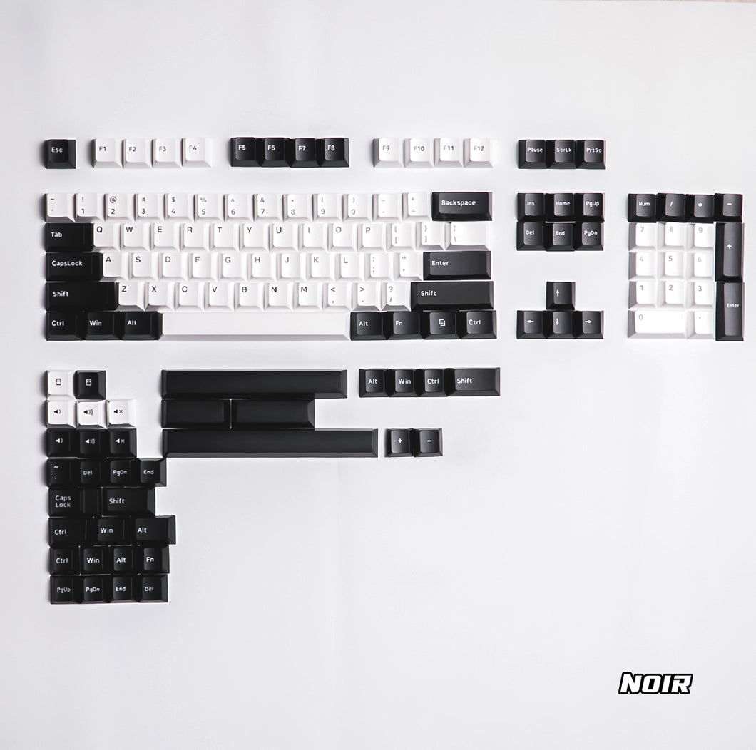 Noir Black and White Keycaps (153 Key Set)