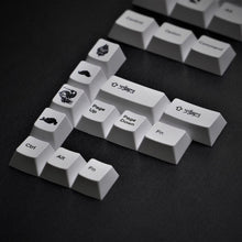 Load image into Gallery viewer, Noir Javanese Roots White Keycaps Set - PBT Dye Sub Cherry Profile
