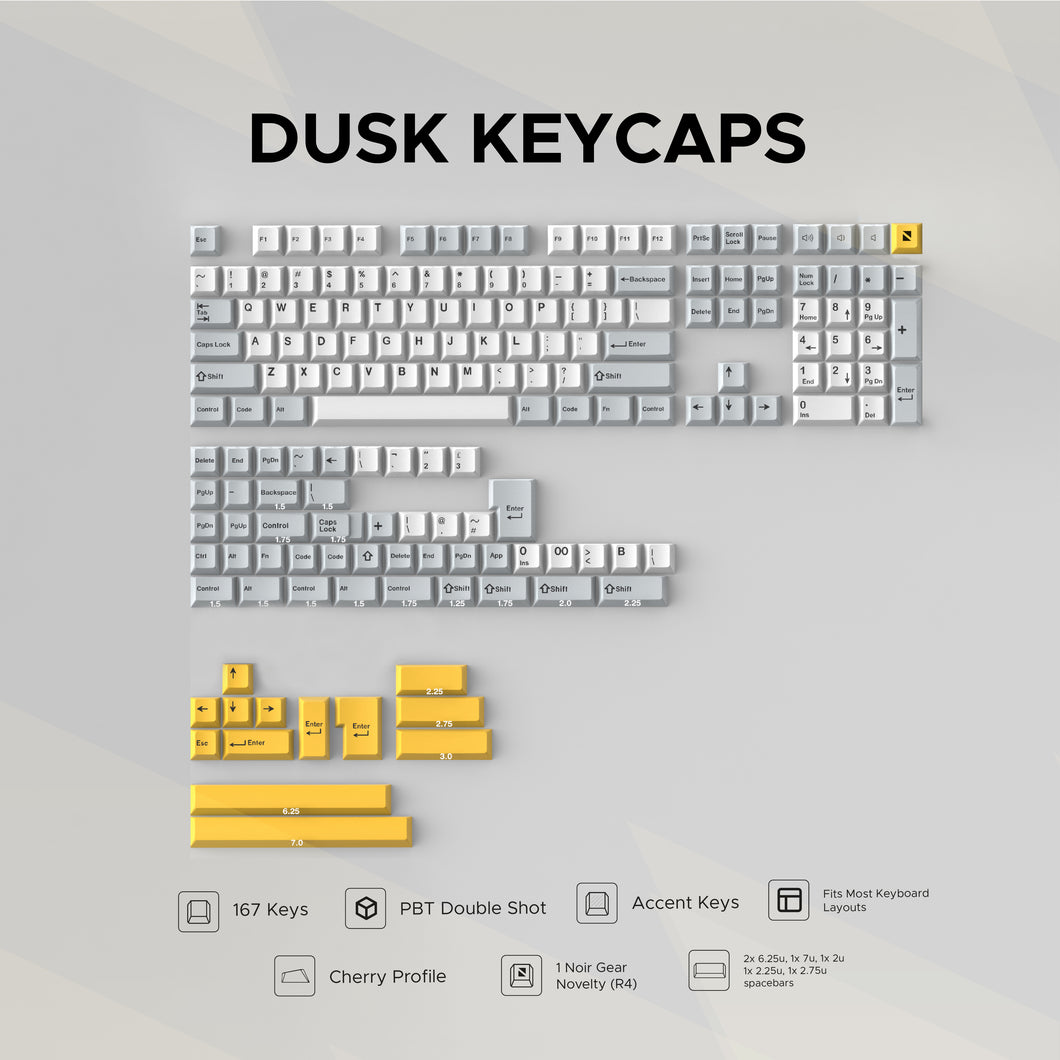 Noir Dusk Keycaps - PBT Doubleshot Cherry Profile Keycap Set