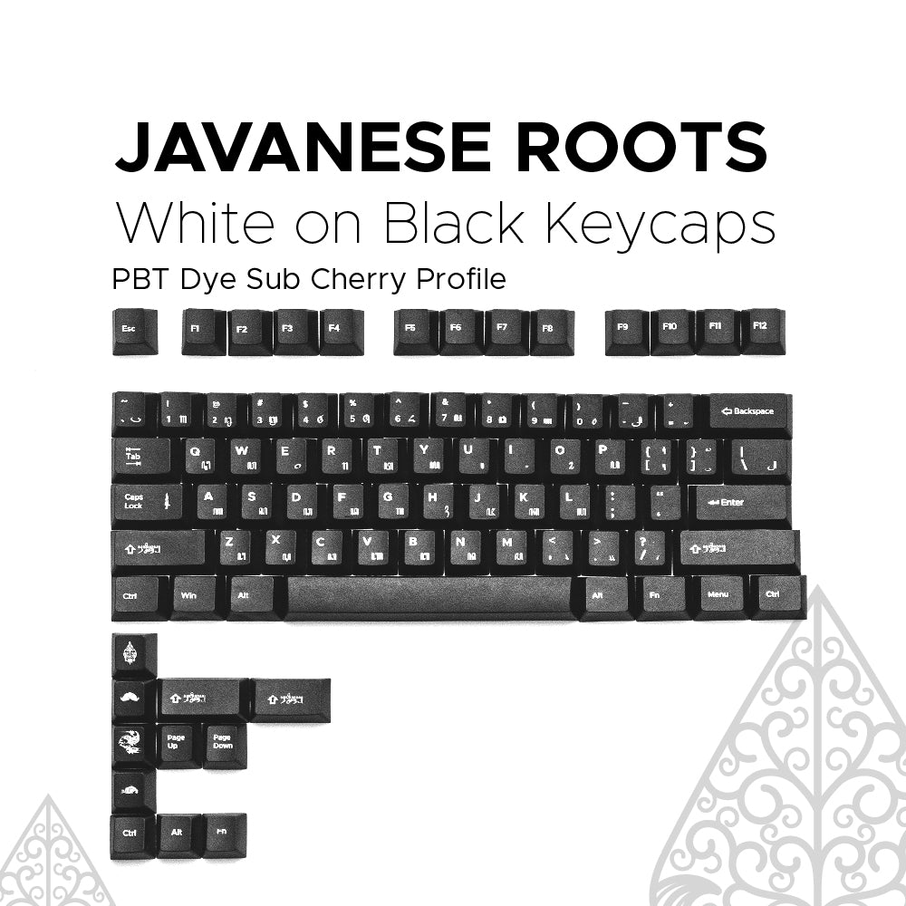 Noir Javanese Roots Black Keycaps Set - PBT Dye Sub Cherry Profile