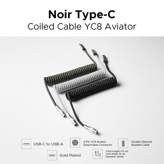 Noir Type-C Coiled Cable YC8 Aviator