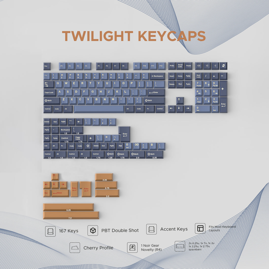 Noir Twillight Keycaps - PBT Doubleshot Cherry Profile Keycap Set