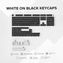 Muat gambar ke penampil Galeri, Noir White On Black Keycaps - PBT Doubleshot Cherry Profile Keycap Set
